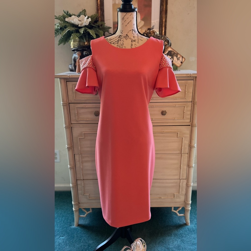 Calvin Klein Cold Shoulder Sheath Dress, Sz 16